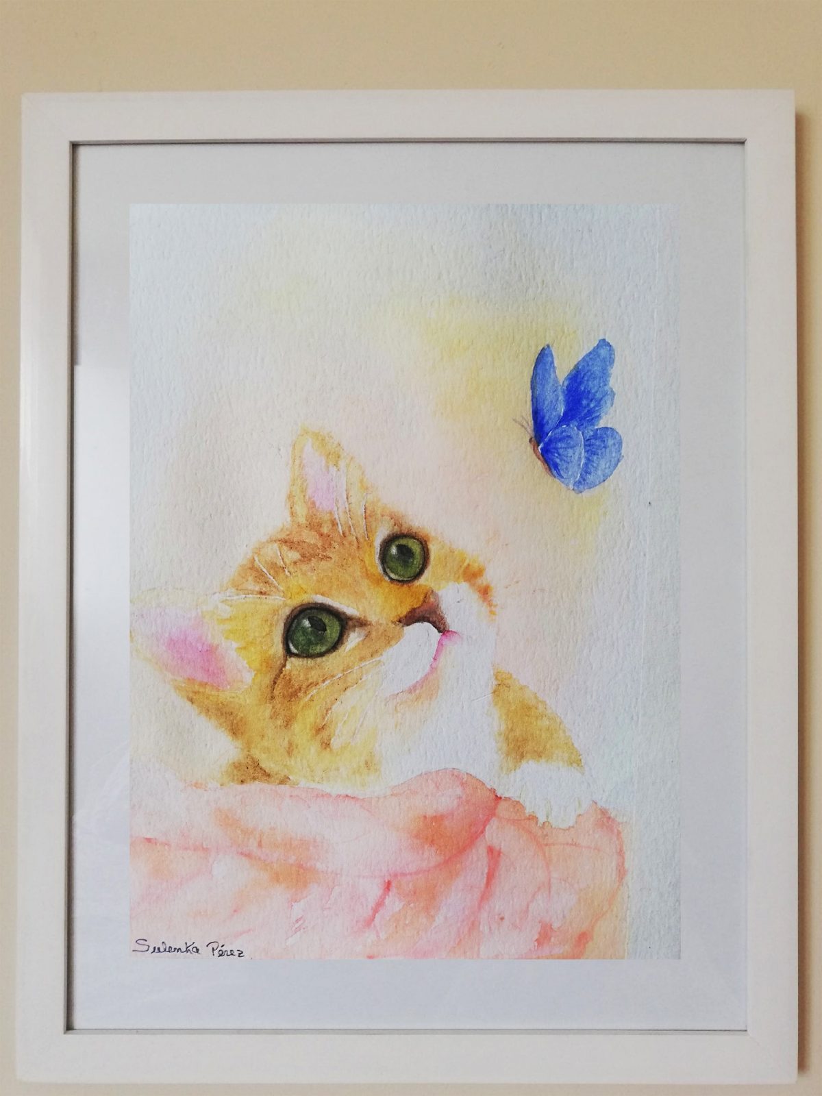 PINTURA  ACUARELA gato jorg