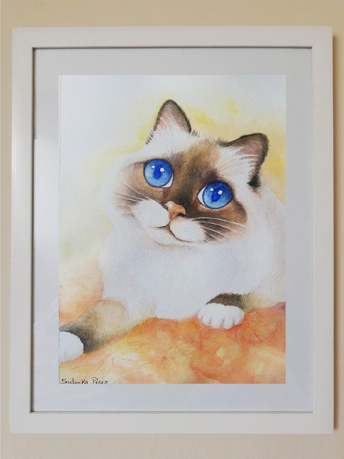 PINTURA  ACUARELA gato oliver